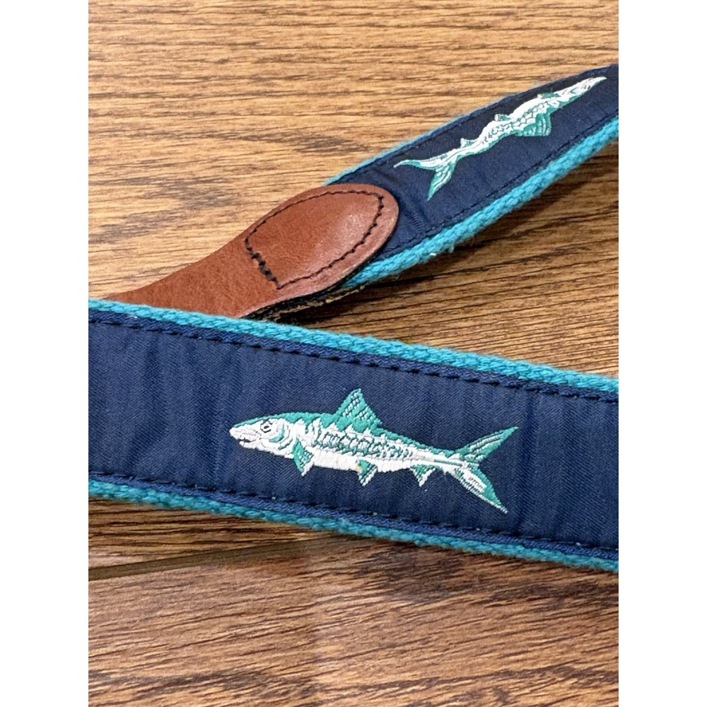 Leather Man Ltd. Blue Green Top Grain Leather Belt Sze 24 Fishing Fish Youth Boy
